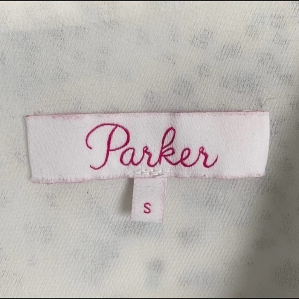 Parker Smocked Long Sleeve White and Blue Square Pattern Dress Size Small - Picture 10 of 12